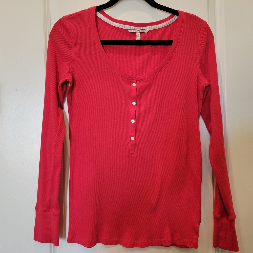 Victoria's Secret Red Long Sleeve Button Down Shirt